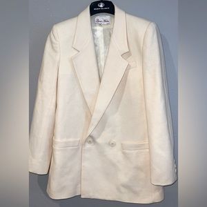 Vintage SKIRT SUIT SET sz S/M winter white wool blazer Derek Martin 70s 80s wool